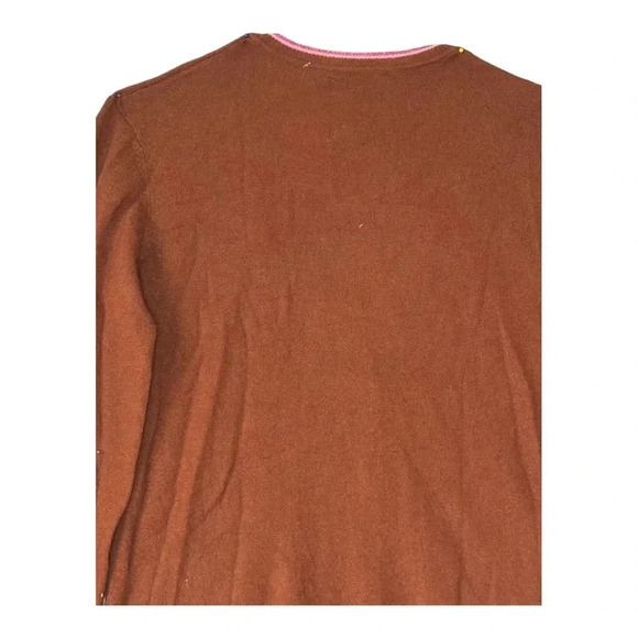 Le Superbe Cashmere Sequin Patch Silly Tiger Cardigan Maroon Sz L - Picture 7 of 11